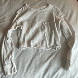 Cropped white long sleeve shirt
